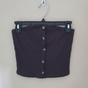 American Eagle Button Detail Ribbed Dark Grey Tube Top